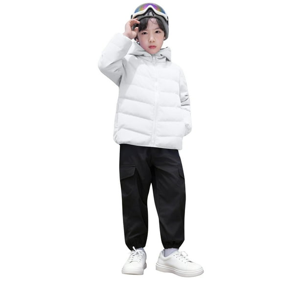 OGLCCG Boys Hooded Puffer Jackets Kids Warm Winter Light Weight Full Zip Down Jacket Windproof Outwear Padded Coat with Pockets 1-15 Years