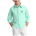 thumbnail image 1 of OGLCCG Boys Long Sleeve Dress Shirt Lapel Collared Button-Down Shirts with Chest Pocket Loose Fit Cotton School Uniform Shirts 4-16 Years, 1 of 6