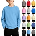 thumbnail image 1 of OGLCCG Boys Long Sleeve Shirts Girls Cotton Crewneck T-Shirts Stretchy Kids Basic Soft Long Sleeve Tees Tops(Yellow,12-13 Years), 1 of 6