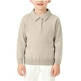 thumbnail image 1 of OGLCCG Boys Long Sleeve Sweaters Spring Fall V Neck Button Collar Pullovers Kids Solid Color Classic School Uniform Shirt 2-10 Years, 1 of 5