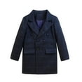 thumbnail image 1 of OGLCCG Boys Plaid Dress Coats Elegant Notched Collar Double Breasted Wool Blend Trench Coat Trendy Winter Pea Coat with Pockets 1-12Years, 1 of 3