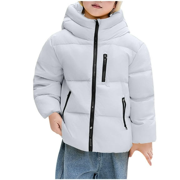 OGLCCG Boys Puffer Jackets Lightweight Windproof Quilted Hooded Padded Jacket Fashion Winter Warm Zipper Down Coats with Pockets 1-14 Years