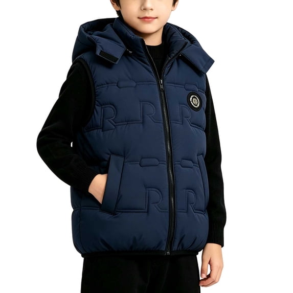 OGLCCG Boys Puffer Vest Wind Resistant Winter Sleeveless Quilted Full Zip Jacket Warm Padded Jacket for Outdoor Activities Size 5-15