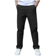 thumbnail image 1 of OGLCCG Boys Pull-On School Uniform Pant Straight Leg Dress Pants with Pockets Solid Color Elastic Waist Flat Front Trousers 3-14 Years, 1 of 6