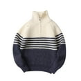 thumbnail image 1 of OGLCCG Boys Qurter Zip Pullover Sweater Casual Long Sleeve Turtleneck Cable Knit Sweater for Kids Fall Winter Soft Color Block Jumper 5-14 Years, 1 of 8