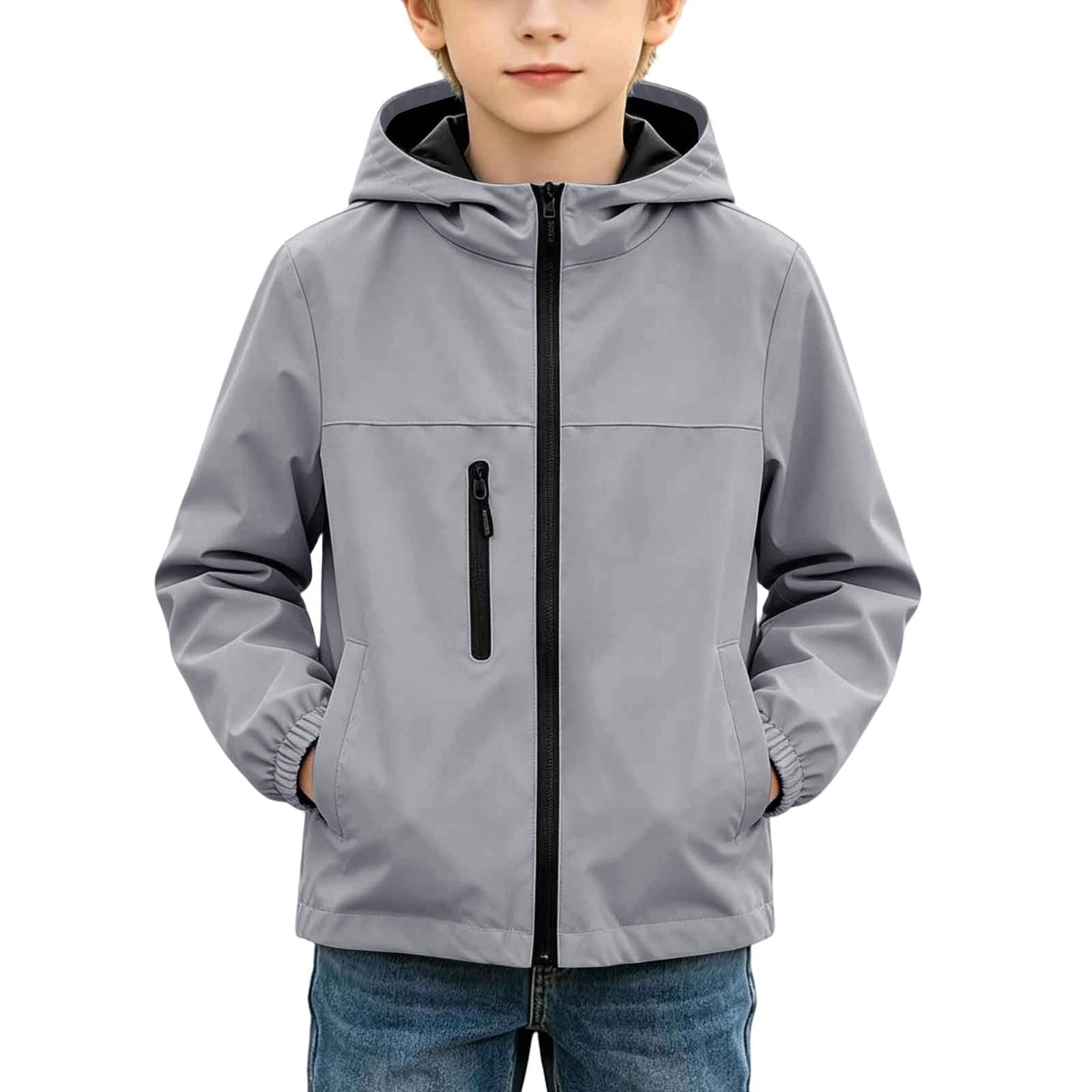OGLCCG Boys Rain Jacket with Hood Lightweight Waterproof Kids Raincoat ...