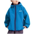 thumbnail image 1 of OGLCCG Boys Reversible Rain Jacket Lightweight Breathable Full Zip Raincoat Outdoor Waterproof Hooded Windbreaker For Kids 3-12 Years, 1 of 5