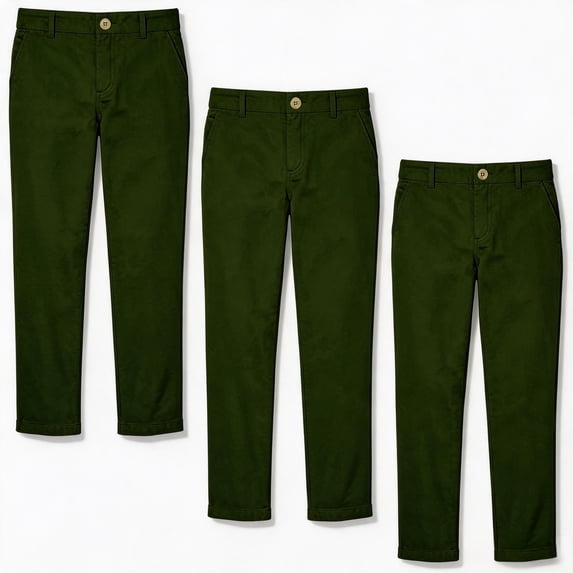 OGLCCG Boys' School Uniform Pants 3 Pack,Slim Straight Flat Front Performance Pants for Boys,Adjustable Waist,Size 11