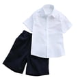 thumbnail image 1 of OGLCCG Boys School Uniform Set Short Sleeve Button Down Shirt and Shorts Classic Formal Kids 2 Piece Outfit for School 3-14 Years, 1 of 7