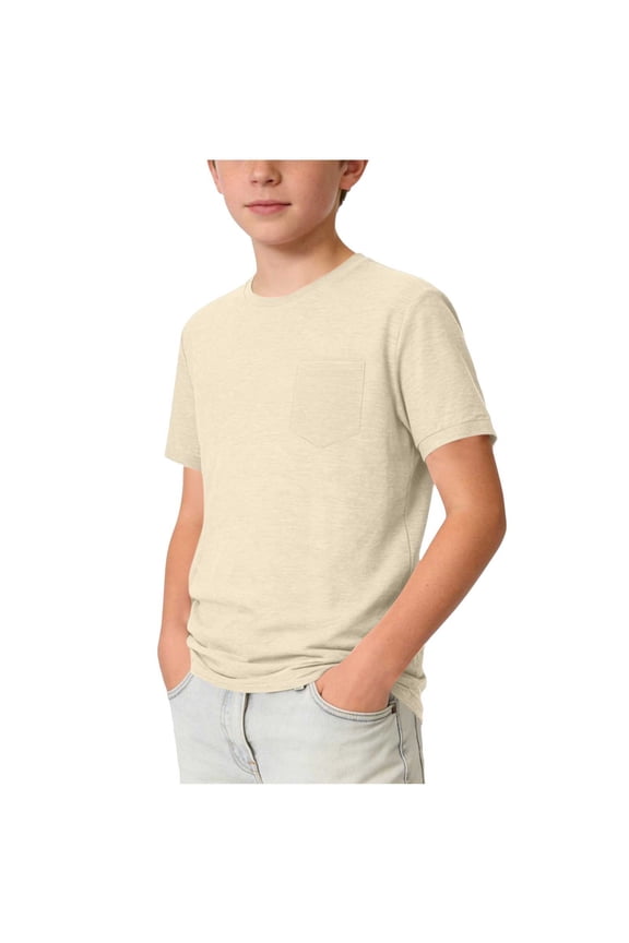 Boys Short Sleeve T-Shirts Casual Lightweight Crewneck Shirts Soft Solid Color Summer Basic Tees Tops 5-15 Years
