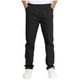 thumbnail image 1 of OGLCCG Boys' Stretch Pull on School Uniform Pants Kids Elastic Waist Straight Leg Twill Pants with Pockets Solid Color Dress Suit Pants 5-14 Years, 1 of 5