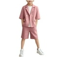 thumbnail image 1 of OGLCCG Boys' Summer Suit 2-Piece Double Breasted Short Sleeves Jacket with Short Pants Birthday Party Tuxedos Suit Outfits 1-13 Years, 1 of 5