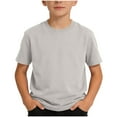thumbnail image 1 of OGLCCG Boys Summer T Shirt Crew Neck Short Sleeve Solid Color Cotton Tees Comfortable Stylish Basic Athletic Tops for Kids 2-15 Years, 1 of 7