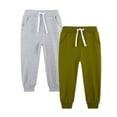 thumbnail image 1 of OGLCCG Boys Sweatpants 2 Pack Elastic Waist Baggy Active Drawstring Joggers with Pockets Solid Color Athletic Pants for Kids 5-14 Years, 1 of 3