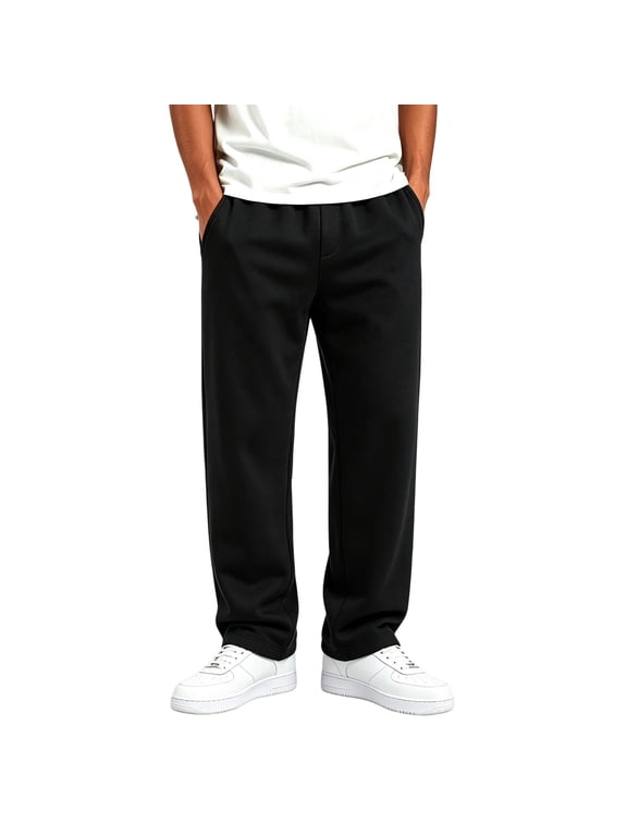 Boys Sweatpants Size 12 Straight Leg Athletic Jogger Pants with Pockets Lightweight Open Bottom Boys Sweat Pants Black
