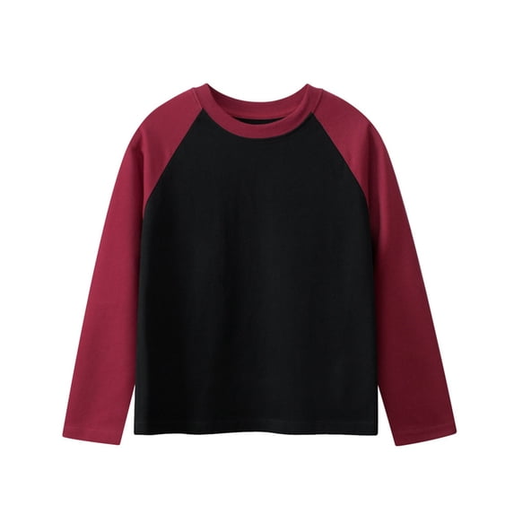 OGLCCG Boys Sweatshirt Kids Long Sleeve Drop Shoulder Crewneck Fall Winter Cotton Pullover Tops Casual Color Block Soft Basic Tees 5-16 Years