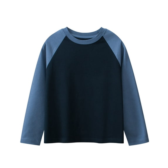 OGLCCG Boys Sweatshirt Kids Long Sleeve Drop Shoulder Crewneck Fall Winter Cotton Pullover Tops Casual Color Block Soft Basic Tees 5-16 Years