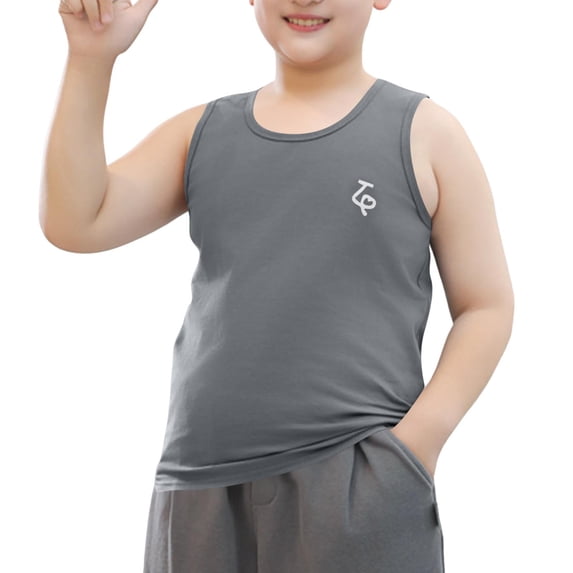OGLCCG Boys Tank Tops Crewneck Kids Athletic Sleeveless Shirt Summer Basic Sport Workout Cotton Undershirts 9-15 Years