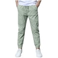 thumbnail image 1 of OGLCCG Boys Uniform Pants Elastic Waist Drawstring Summer Casual Joggers with Pockets Kids Back to School Sweatpants Size 4-12, 1 of 7