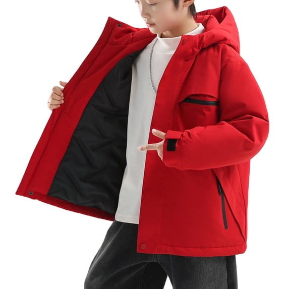OGLCCG Boys Winter Coats, Kids Hooded Waterproof Zip up Thicken Thermal Puffer Jackets with Pockets,Size 12