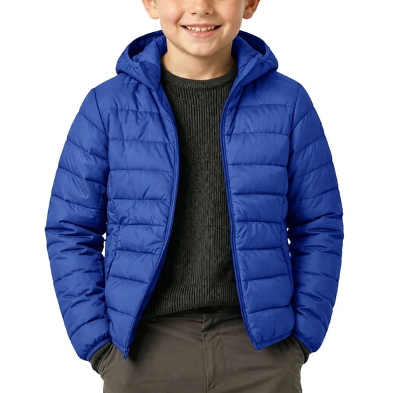 OGLCCG Boys Winter Coats Kids Lightweight Padded Jackets for Boys Teens Full Zip Hooded Puffer Coat with Pockets 3-17 Years