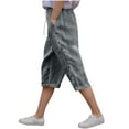 thumbnail image 1 of OGLCCG Capri Pants for Girls Drawstring High Waisted Wide Leg Linen Cropped Trousers with Pockets Pull On Loose Flowy Pants 6-15 Years, 1 of 7
