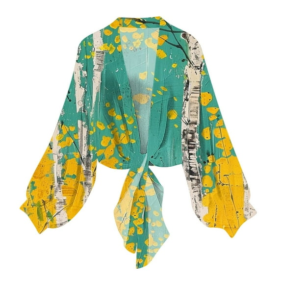 OGLCCG Cardigan for Women Long Sleeve Lightweight Summer Kimono Cardigan Spring Casual Floral Printed Loose Beach Cover Up 2025