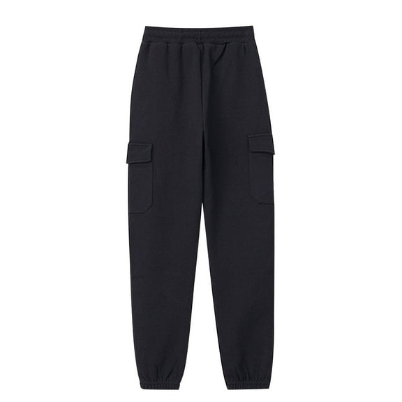 OGLCCG Cargo Sweatpants for Girls Elastic Waist Baggy Sporty Gym Athletic Fit Joggers Pants with Pockets Casual Solid Lounge Trousers 6-15 Years