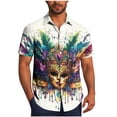 thumbnail image 1 of OGLCCG Carnival Shirts for Men Short Sleeve Mask Printed Summer Casual Button Down Beach Shirts Loose Lapel Collar Funny Mardi Gras Shirts, 1 of 5