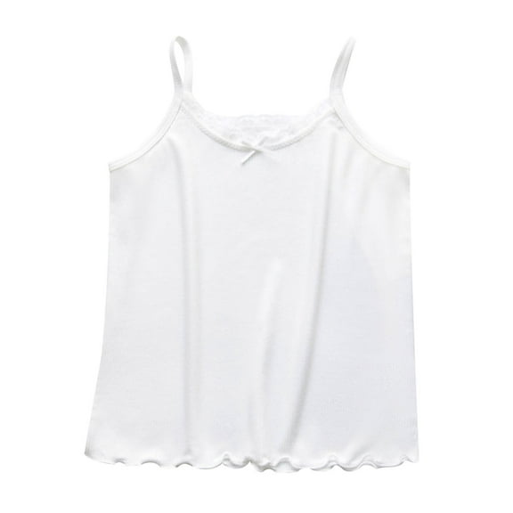 OGLCCG Girls Tank Tops Cotton Lace Trim Tagless Camisole Sleeveless Spaghetti Undershirts for Gymnastics Dancewear