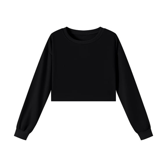 OGLCCG Cropped Sweatshirts for Girls Oversized Crewneck Long Sleeve Pullover Tops Fall Winter Classic Lightweight Cotton Shirts 3-15 Years
