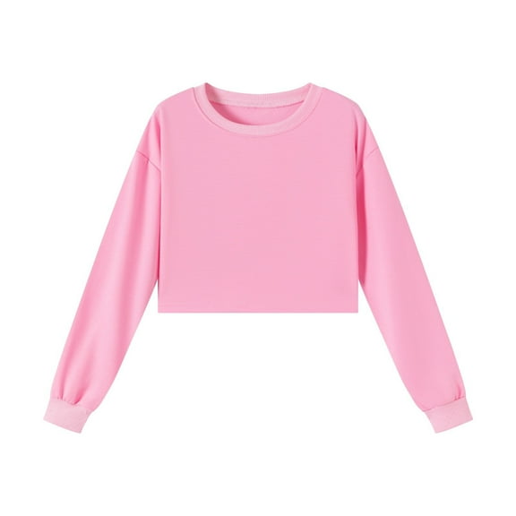 OGLCCG Cropped Sweatshirts for Girls Oversized Crewneck Long Sleeve Pullover Tops Fall Winter Classic Lightweight Cotton Shirts 3-15 Years
