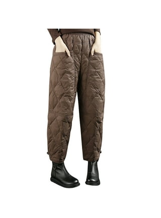 Mens Duck Down Quilted Padded Pants Trousers Tapered Joggers Winter Warm  Fashion