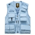 thumbnail image 1 of OGLCCG Fishing Vests for Men Casual Lightweight Work Photo Cargo Jackets Outdoor Safari Camping Travel Utility Vests with Multi Pockets,XL,Light Blue, 1 of 5