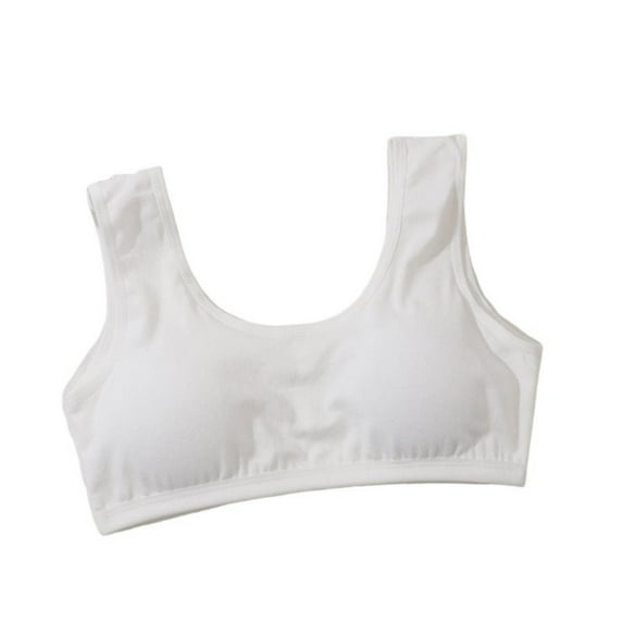 OGLCCG Fixed Padding Training Bras for Girls, Cotton Seamless Cami Sports Bras for Teens 9-16, Soft Elastic Wireless First Bras for Girls