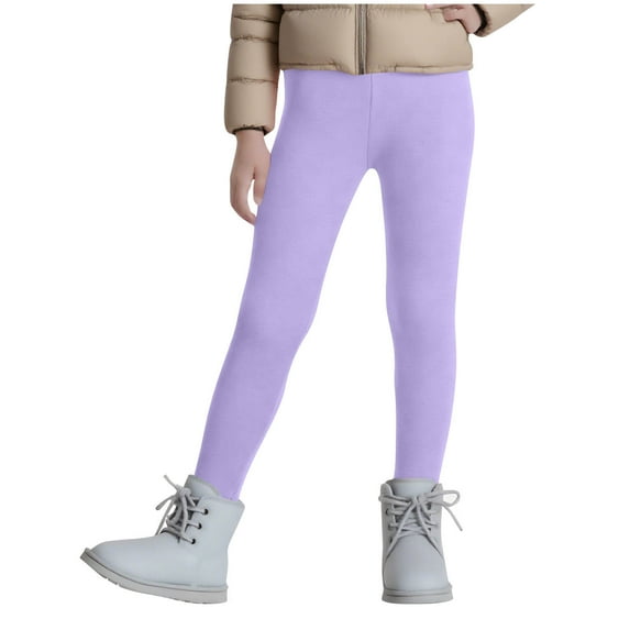 OGLCCG Fleece Lined Leggings for Girls Thermal Thick Winter Warm High Waisted Soft Pants for Snow Cold Solid Color Tights Pants 3-13 Years