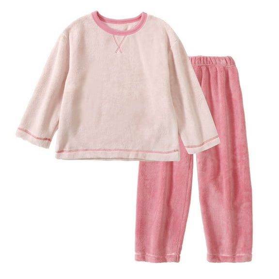 OGLCCG Fleece Pajamas Set for Boys Girls 2 Piece Winter Soft Plush Pjs Loungewear Sets Comfy Long Sleeve Crewneck Sleepwear Top and Pants 3-16 Years