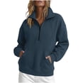 thumbnail image 1 of OGLCCG Fleece Sweatshirt for Women Half Zipper Long Sleeve Lapel Sports Oversized Sweatshirts Loose Pullover Tops with Pockets,S-XXL, 1 of 7