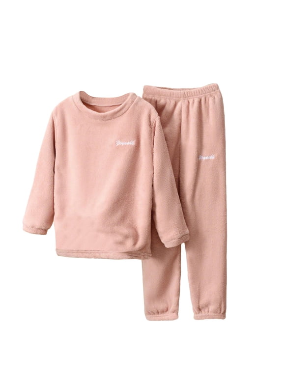 Fluffy Fleece Pajamas for Boys Girls Winter Warm Pjs Set Pullover Tops and Long Pants Plush Fuzzy 2 Piece Loungewear 2-14 Years