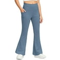 thumbnail image 1 of OGLCCG Girl Fleece Lined Flare Leggings with Pockets High Waist Athletic Yoga Pants Winter Warm Stretch Bell Bottoms for Kids 5-14 Years, 1 of 7