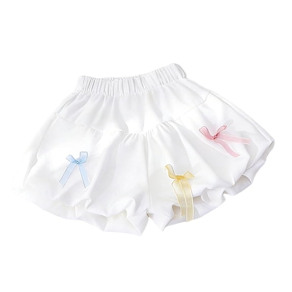 OGLCCG Girl Summer 3D Bow Bubble Shorts Casual Elastic Waist Bloomers Cute Soft Elastic Waist Ruffle Shorts 1-8 Years