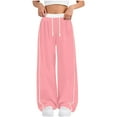 thumbnail image 1 of OGLCCG Girl's Baggy Sweatpants Elastic Waist Wide Leg Drawstring Joggers Pants with Pockets Trendy Solid Color Loose Fit Track Pants 4-15 Years, 1 of 7