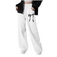 thumbnail image 1 of GLCCG Girls' Straight Leg Sweatpants Drawstring High Waisted Baggy Joggers Pnats with Pockets Cute Bow Printed Sports Pants 8-12 Years, 1 of 7