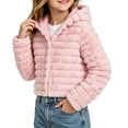 thumbnail image 1 of OGLCCG Girl's Faux Fur Coat Long Sleeve Button Front Fuzzy Hooded Cropped Jacket Fall Winter Fluffy Sherpa Coat(Pink,7-8Years), 1 of 8