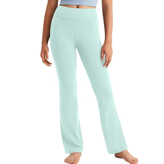 OGLCCG Girl's Flare Leggings High Waisted Soft Yoga Pants Solid Color Casual Kids Dance Running Bell Bottom Pants 2-13 Years