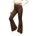 thumbnail image 1 of OGLCCG Girl's Flare Leggings High Waisted Stretchy Bell Bottoms for School Daily Wear Kids Dance Yoga Pants(Brown,5-6 Years), 1 of 7