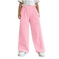 thumbnail image 1 of OGLCCG Girl's Fuzzy Plush Pajama Pants Elastic Waist Wide Leg Lounge Pants Loose Casual Winter Warm Soft Fluffy Trousers 4-15 Years, 1 of 7