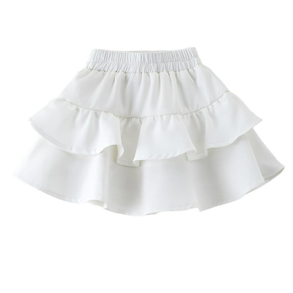 OGLCCG Girl's High Waisted Mini Tiered Casual Double Layer Ruffle Skort Summer Elastic Waist School Uniform Skirts for Girls 3-14 Years