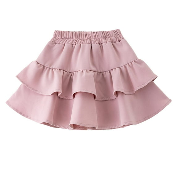 OGLCCG Girl's High Waisted Mini Tiered Casual Double Layer Ruffle Skort Summer Elastic Waist School Uniform Skirts for Girls 3-14 Years
