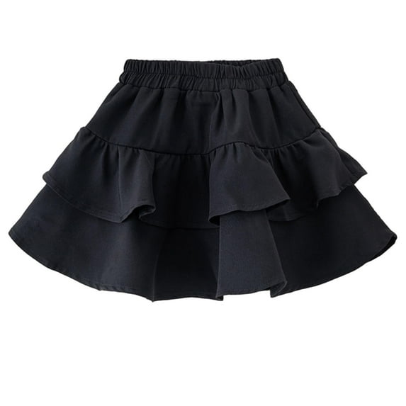 OGLCCG Girl's High Waisted Mini Tiered Casual Double Layer Ruffle Skort Summer Elastic Waist School Uniform Skirts for Girls 3-14 Years